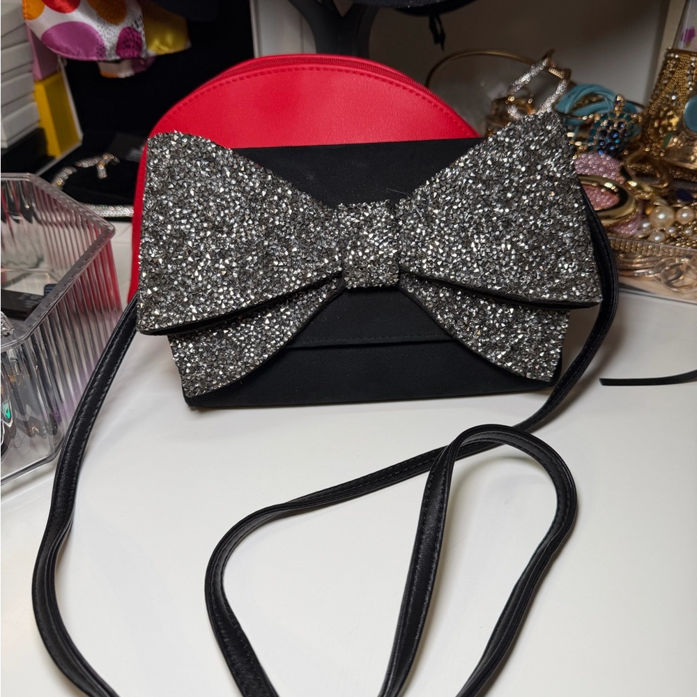 Giuseppe zanotti Elegant Black and Silver Bow Clutch
